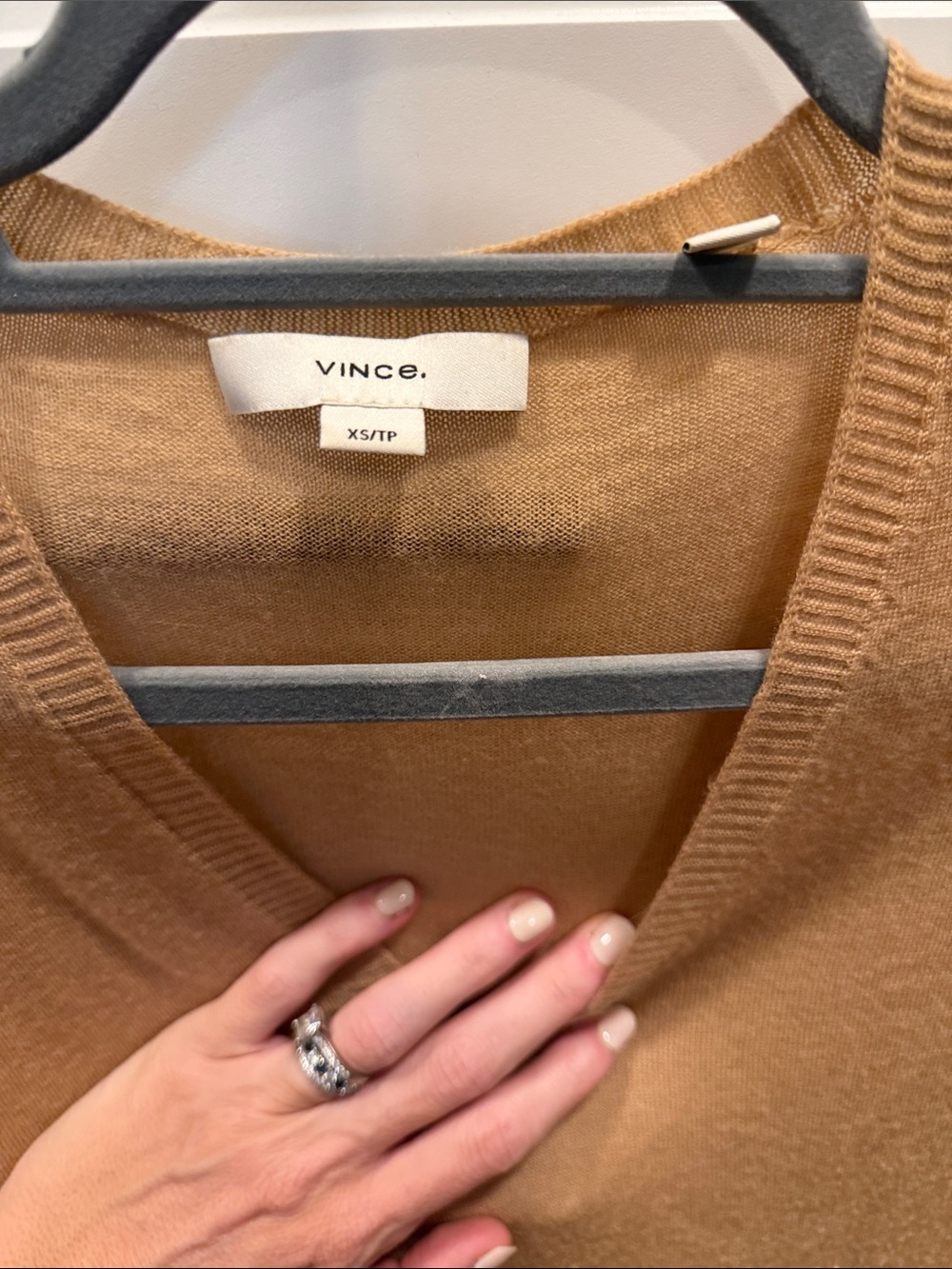 Vince Women's V-Neck Sweater in Camel Tan - Picture 2 of 2